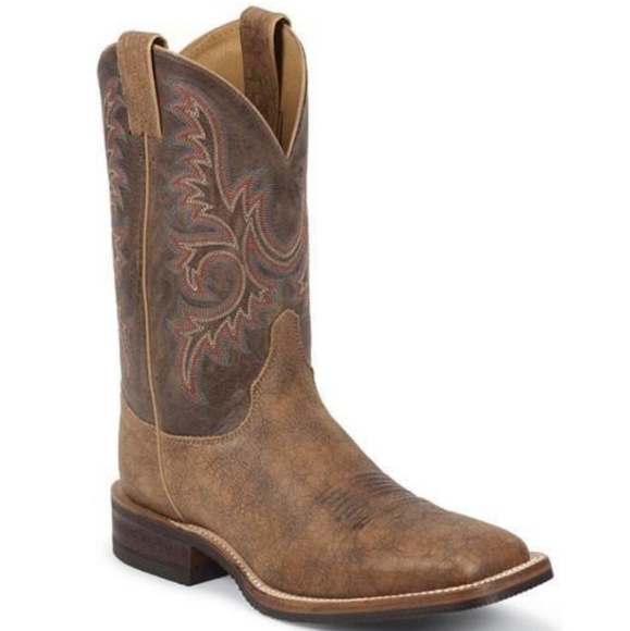 Justin Boots Other - Justin Boots BR372 Bent Rail Old Map Leather Square Toe Boot Mens 10